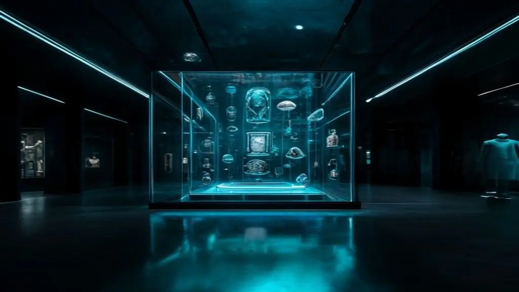 Vitrine de musée mise en lumière